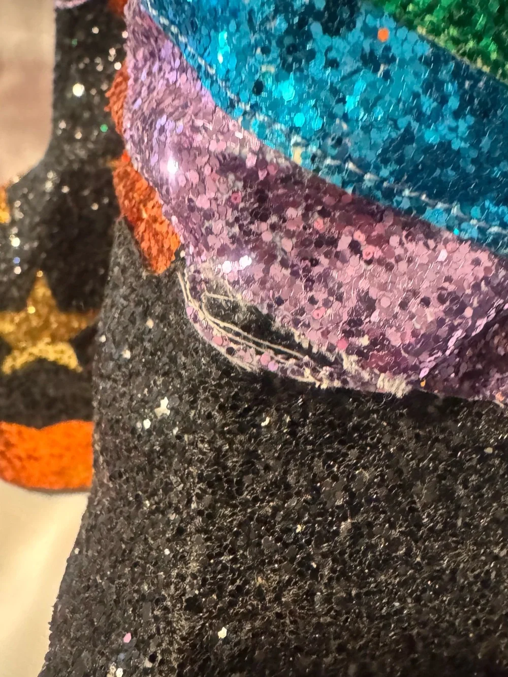 Dolls Kill Stars and Stripes black glitter platform lace back boots size 11